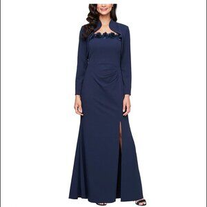 Alex Evenings Navy Gown with Bolero Jacket Size 4 Mother of the Bride
